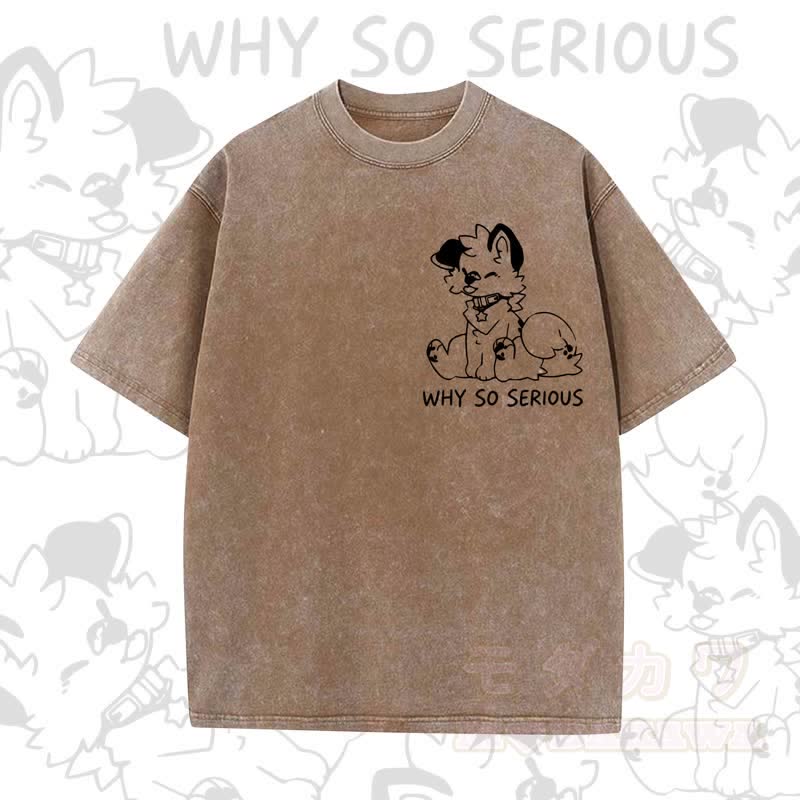 MODAKAWA WHY SO SERIOUS Kurzarm-T-Shirt mit niedlichem Hunde-Print - Braun - 5XL - image 7