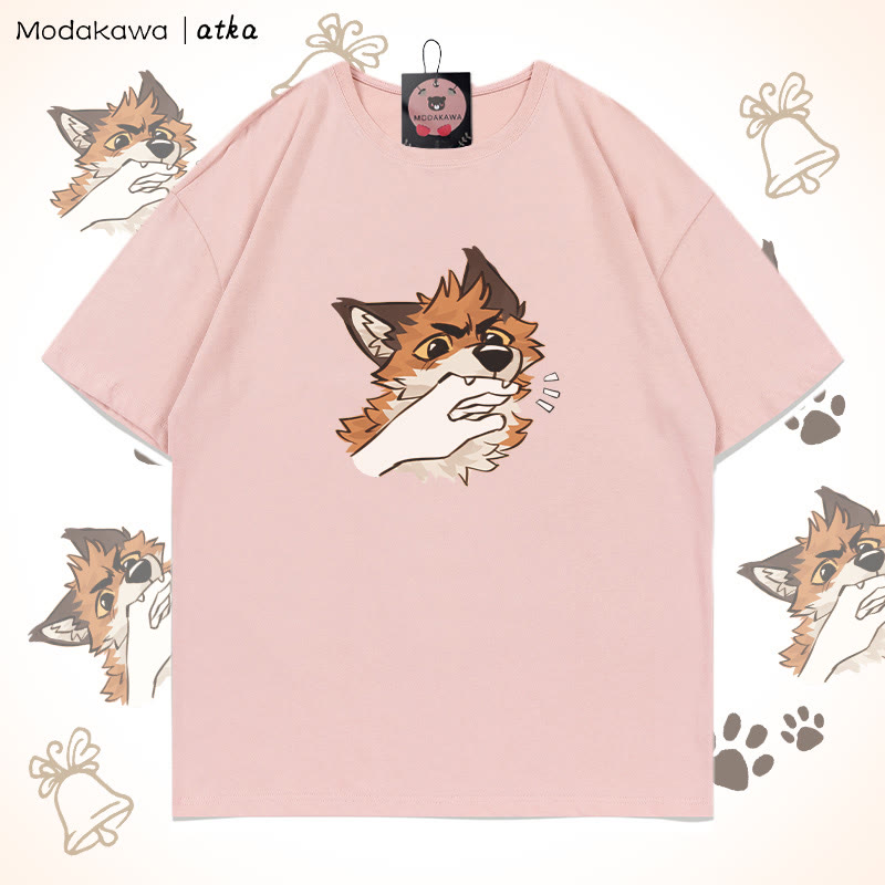 MODAKAWA X atka Playful Fox Grafik-T-Shirt - Pink - 5XL - image 4