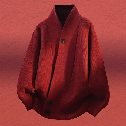 Zweiteiliges Set aus Strickjacke, Cordhose und Cardigan - Roter Pullover - 4XL - image 11