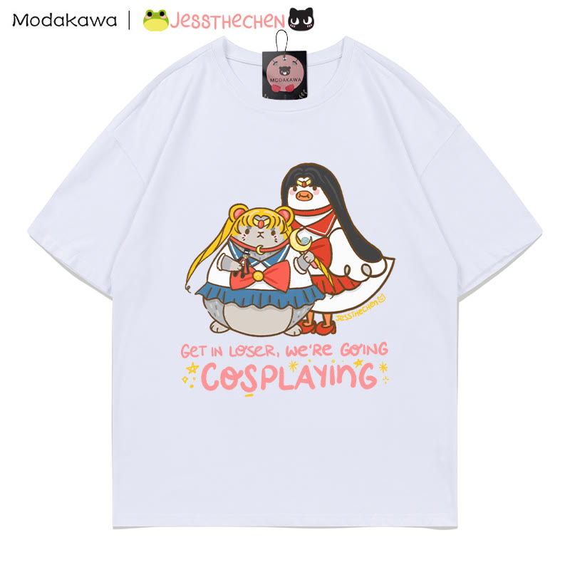 Lustiges Tier-Cosplay-Grafik-T-Shirt - Weiß - 5XL - image 5