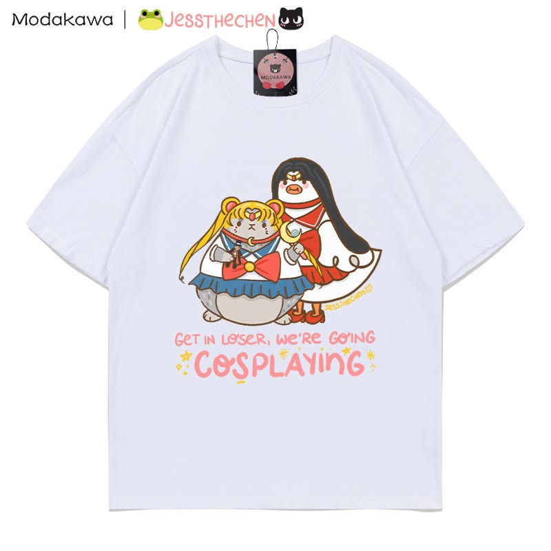 Lustiges Tier-Cosplay-Grafik-T-Shirt - Weiß - 5XL - image 5