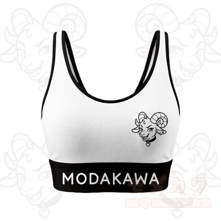 Ziegen-Grafik Crop Tank Sport Top Shorts Modakawa passendes Outfit - Weißes Oberteil - 5XL - image 4