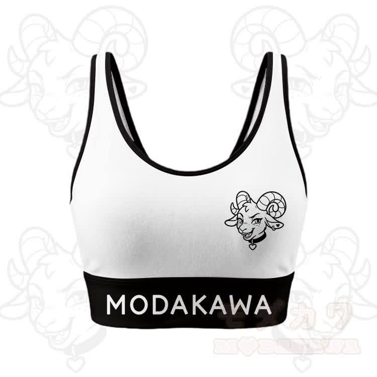Ziegen-Grafik Crop Tank Sport Top Shorts Modakawa passendes Outfit - Weißes Oberteil - 5XL - image 4