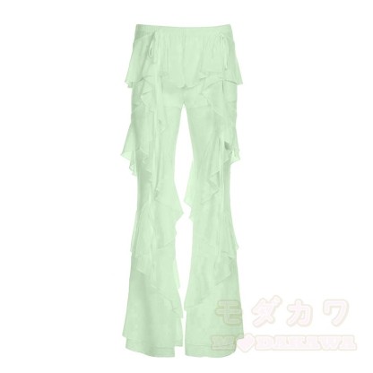 Rüschen-Stufenhose mit weitem Bein - Grün - XL - image 6