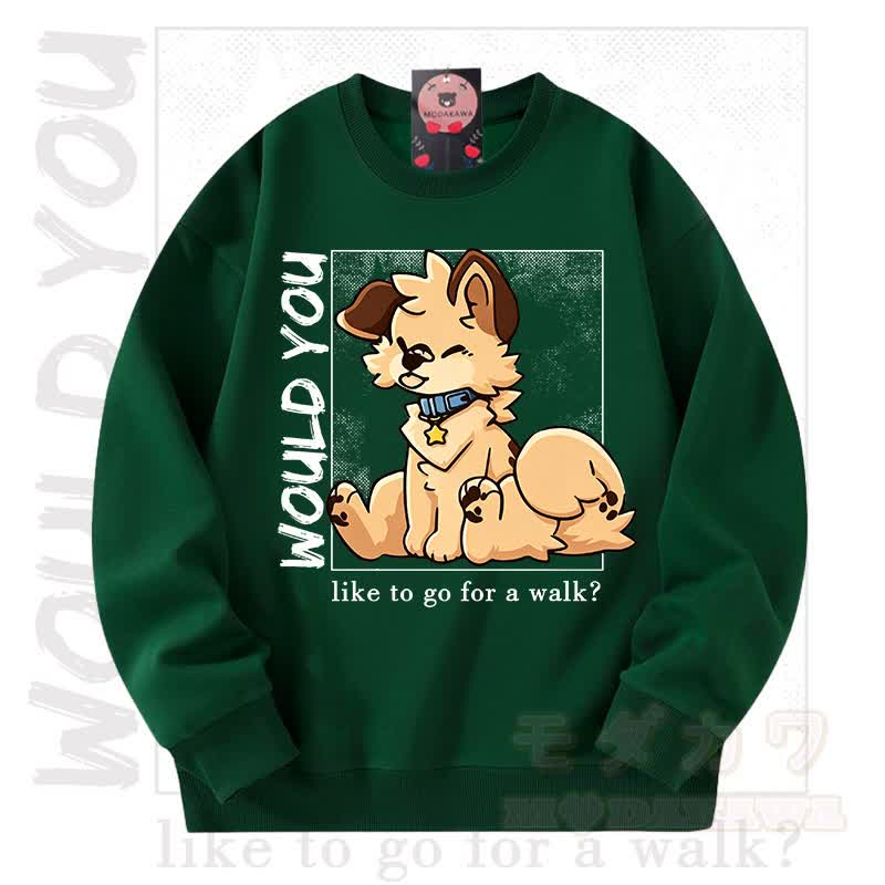 MODAKAWA X Popipeko WOULD YOU Hunde-Grafik Unisex-Sweatshirt - Grün - 3XL - image 9