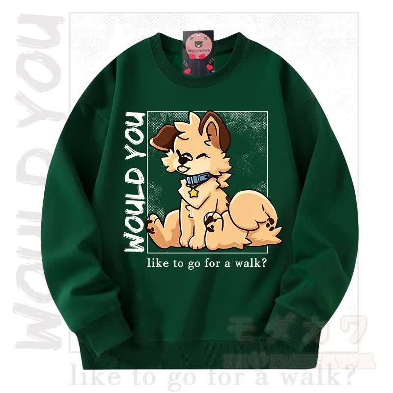MODAKAWA X Popipeko WOULD YOU Hunde-Grafik Unisex-Sweatshirt - Grün - 3XL - image 9