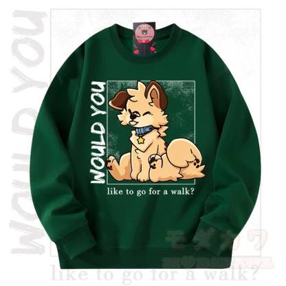 MODAKAWA X Popipeko WOULD YOU Hunde-Grafik Unisex-Sweatshirt - Grün - 3XL - image 9