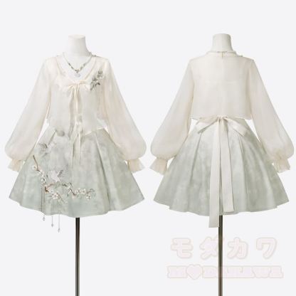 Transparenter Cardigan, besticktes Trägerkleid mit Vogelmotiv, passendes Outfit - image 8
