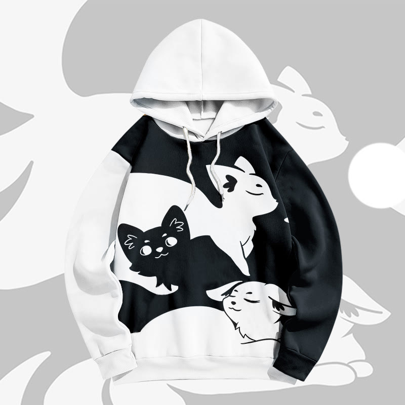 MODAKAWA Pullover-Hoodie mit Fuchs-Grafik und Farben -Print - Black - 6XL - image 4
