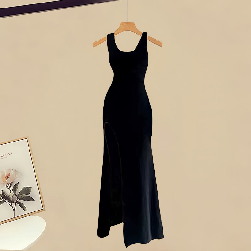 Schulterfreies Strickpullover-Kleid mit Schlitz, passendes Outfit - Dress - XL - image 3