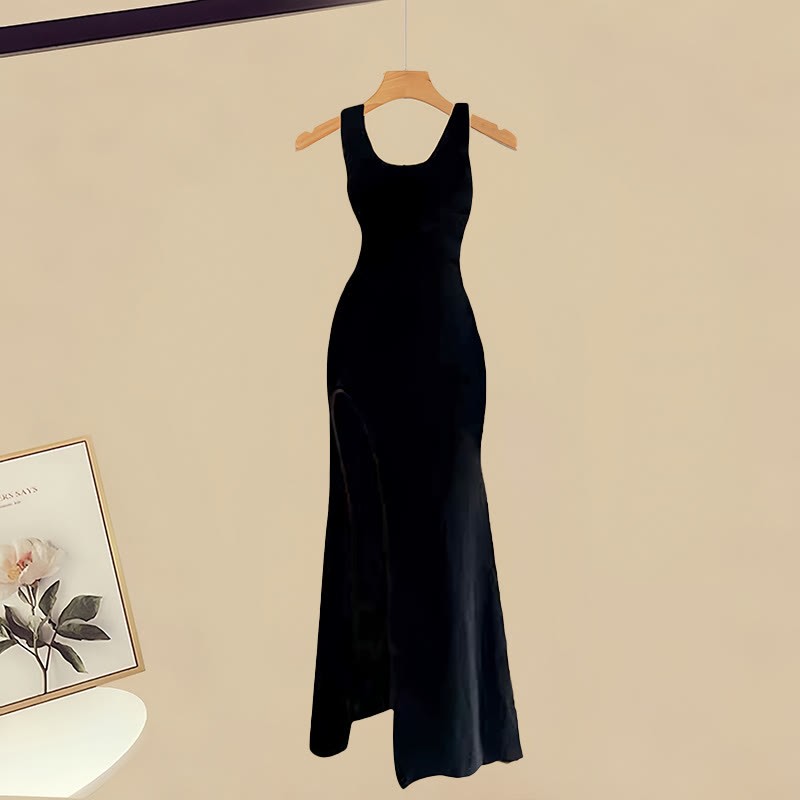 Schulterfreies Strickpullover-Kleid mit Schlitz, passendes Outfit - Dress - XL - image 3