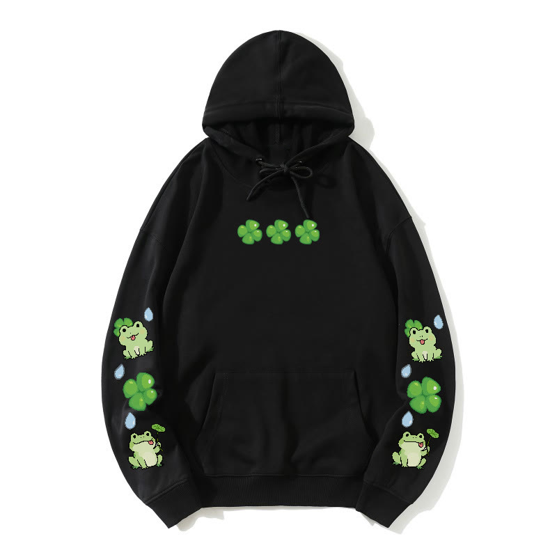 Lockerer Hoodie mit schrulligem Frosch-Motiv - Black - 5XL - image 5
