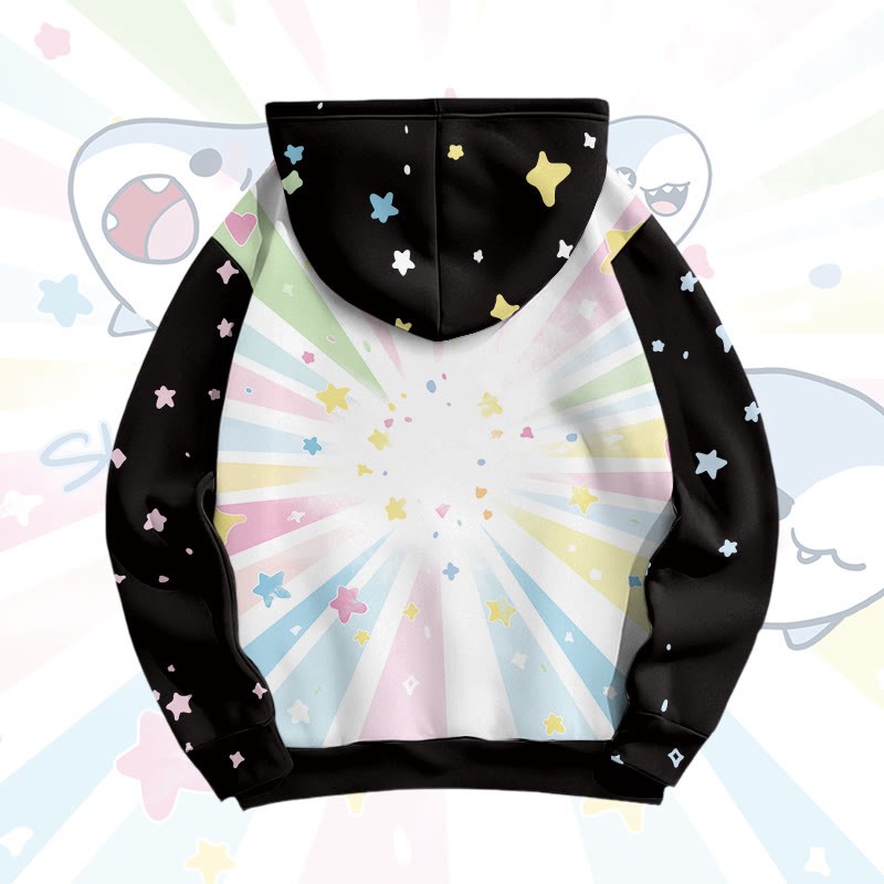 MODAKAWA Pullover-Hoodie mit lustigem Hai-Motiv und Allover-Print - image 4