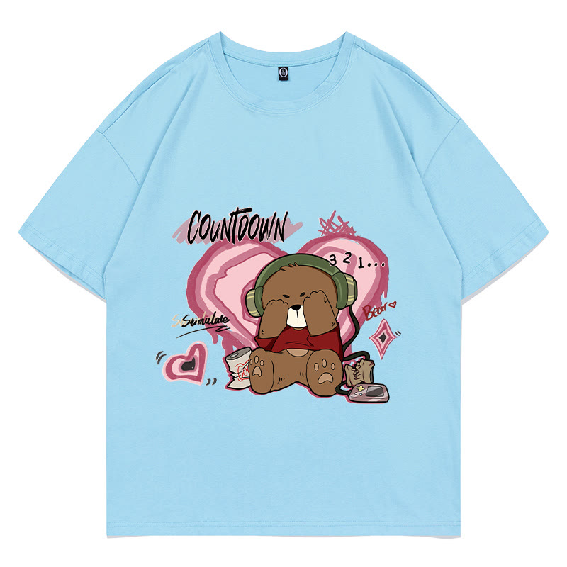 MODAKAWA COUNTDOWN Cover Eyes Bear Grafik-T-Shirt - Blue - 5XL - image 2