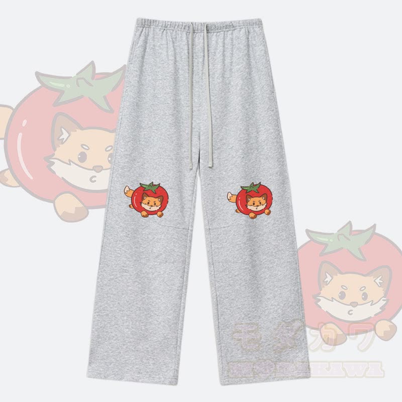 MODAKAWA Hose mit Tomatenfuchs-Grafik und Kordelzug - Grau - XL - image 4