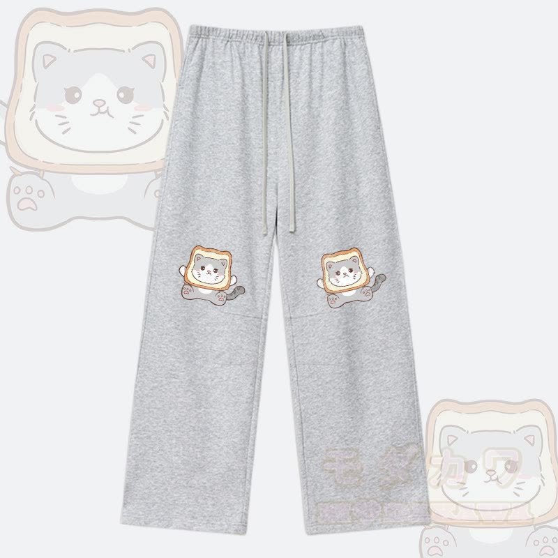 MODAKAWA Toast Cat Graphic Kordelzughose - Grau - XL - image 5