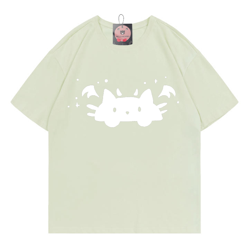 T-Shirt mit Teufelskatzen-Print - Green - 5XL - image 4