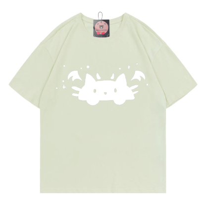 T-Shirt mit Teufelskatzen-Print - Green - 5XL - image 4