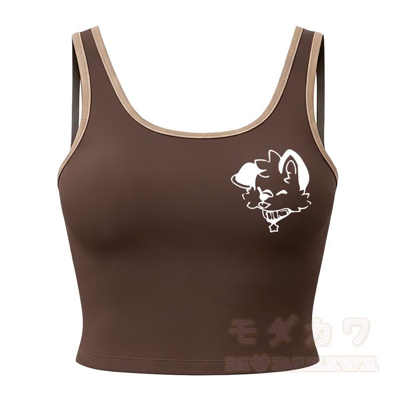 MODAKAWA X popipeko Hundeprint Cami Top Split Skort Zweiteiliges Set - Kaffee-Top - 2XL - image 14
