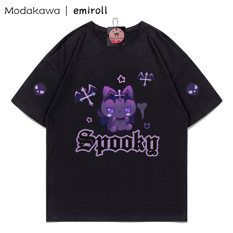 MODAKAWA X emiroll Devil Kitty Print T-Shirt - Black - 5XL - image 3