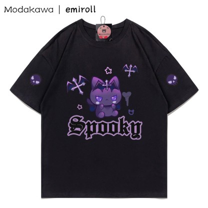 MODAKAWA X emiroll Devil Kitty Print T-Shirt - Black - 5XL - image 3