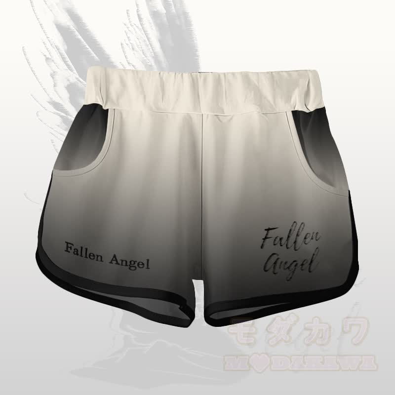 FALLEN ANGEL Grafik-Farbverlauf T-Shirt Shorts Modakawa passendes Outfit - Schwarze und beige Shorts - 5XL - image 9