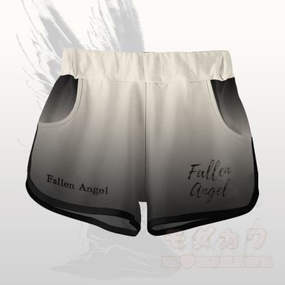 FALLEN ANGEL Grafik-Farbverlauf T-Shirt Shorts Modakawa passendes Outfit - Schwarze und beige Shorts - 5XL - image 9
