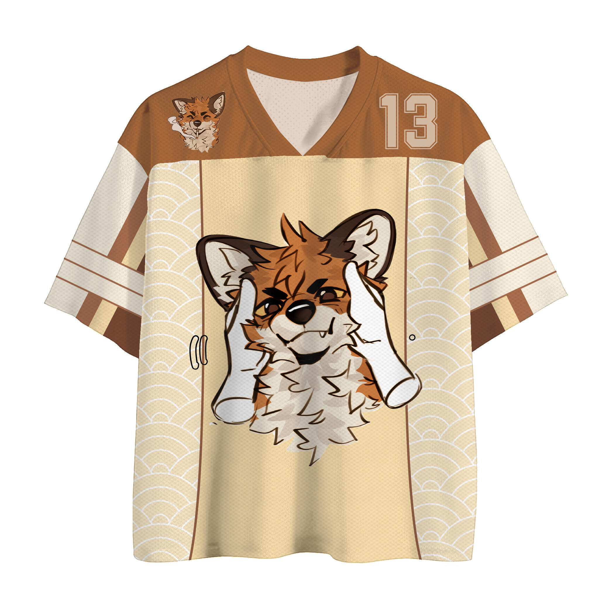 MODAKAWA X atka Pinch Face Fox Number Graphic Vintage Mesh Jersey T-Shirt - image 2