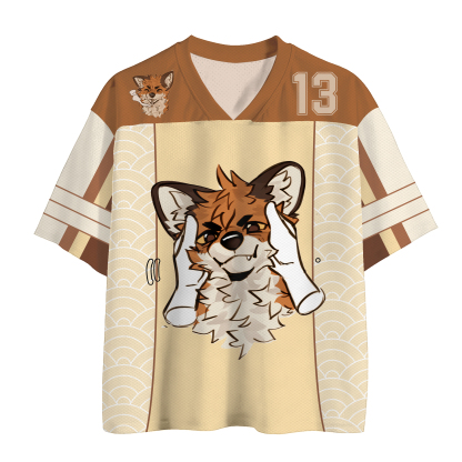 MODAKAWA X atka Pinch Face Fox Number Graphic Vintage Mesh Jersey T-Shirt - image 2