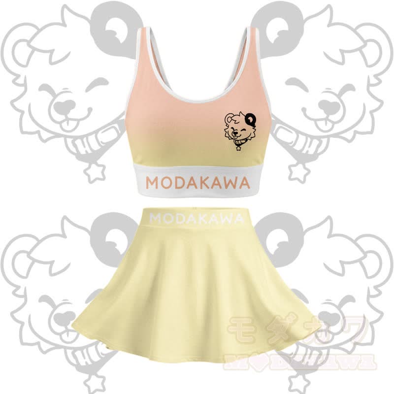 MODAKAWA X popipeko Bären-Grafik Crop Tanktop Sport Top Rock passendes Outfit - Gelbes Set - 2XL - image 14