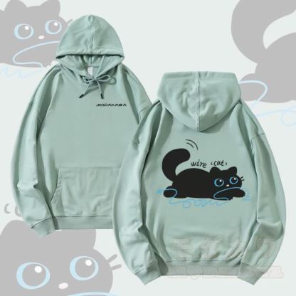 MODAKAWA Streetwear-Pullover-Hoodie mit Katzenmotiv und Drahtgrafik - Grün - 5XL - image 4