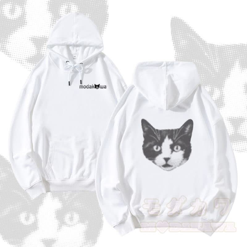 MODAKAWA Streetwear Pullover Hoodie mit Schockkatzen-Motiv - Weiß - 5XL - image 3