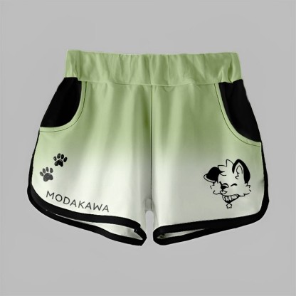MODAKAWA X popipeko Shorts mit Farbverlauf und Welpenprint - Green&White - 5XL - image 8