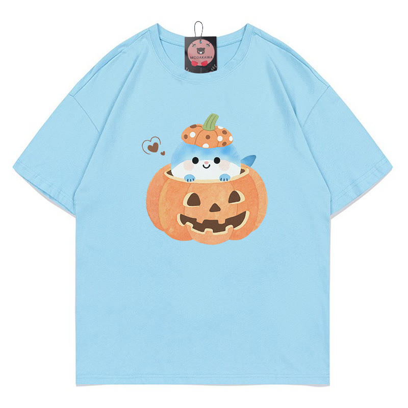 T-Shirt mit Kürbis-Hai-Print - Blue - 5XL - image 4