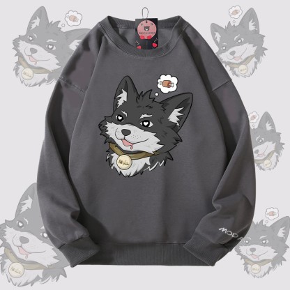 MODAKAWA Koda Thinking About Meat Grafik Unisex Sweatshirt - Dark Grey - 5XL - image 5