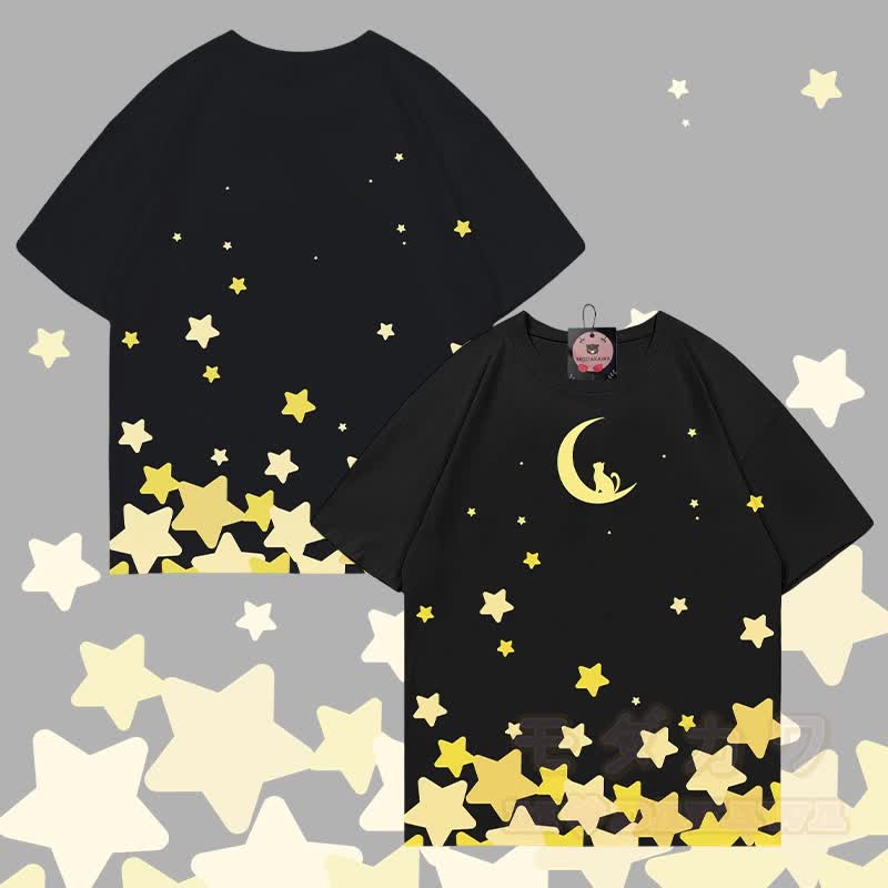 MODAKAWA T-Shirt mit Allover-Print von Sternen und Mond - Schwarz - 5XL - image 3