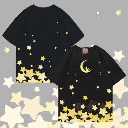 MODAKAWA T-Shirt mit Allover-Print von Sternen und Mond - Schwarz - 5XL - image 3