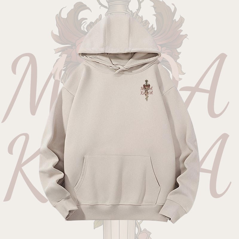 MODAKAWA Gothic Skull Rose Sword Graphic Heavyweight Hoodie - Oatmeal - 2XL - image 6