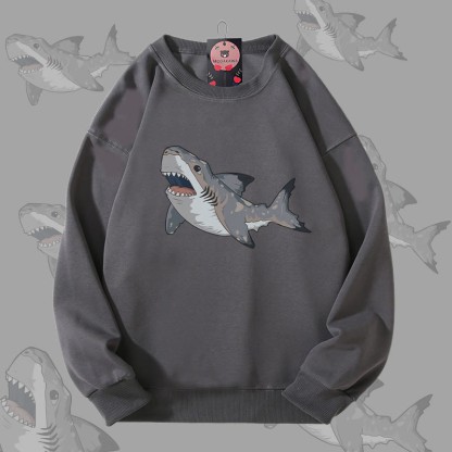 MODAKAWA Unisex-Sweatshirt mit Sixgill Shark Grafik - Dark Grey - 5XL - image 2