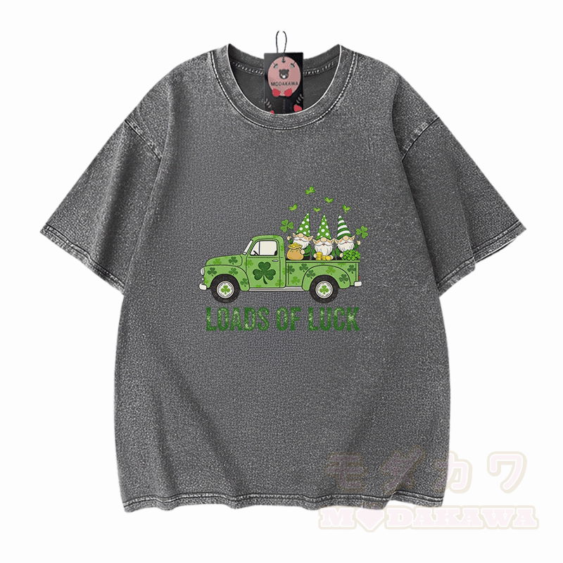 VIEL GLÜCK St. Pakrit's Day Autografik Modakawa Vintage gewaschenes T-Shirt aus 100% Baumwolle - Grau - 5XL - image 9