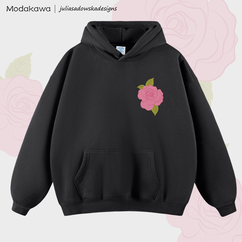 MODAKAWA X juliasadowskadesigns Fleecegefütterter Hoodie mit Rosenmotiv - Black - 2XL - image 2