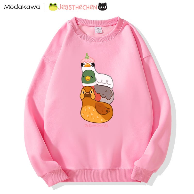 MODAKAWA X jessthechen Stacked Ducklings Graphic Sweatshirt - Pink - 5XL - image 3