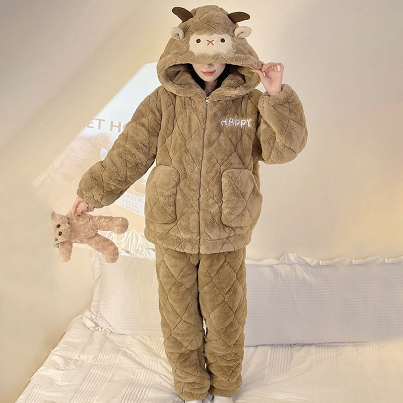 Pyjama-Set mit Kapuze und Lammplüsch - image 4