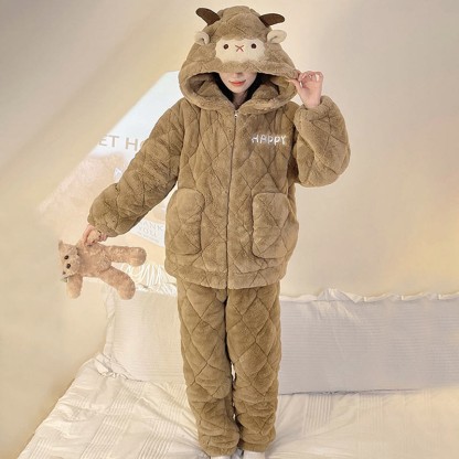 Pyjama-Set mit Kapuze und Lammplüsch - image 4