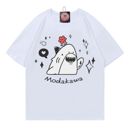 MODAKAWA T-Shirt mit Hai-Blumen-Buchstabenprint - White - 5XL - image 3