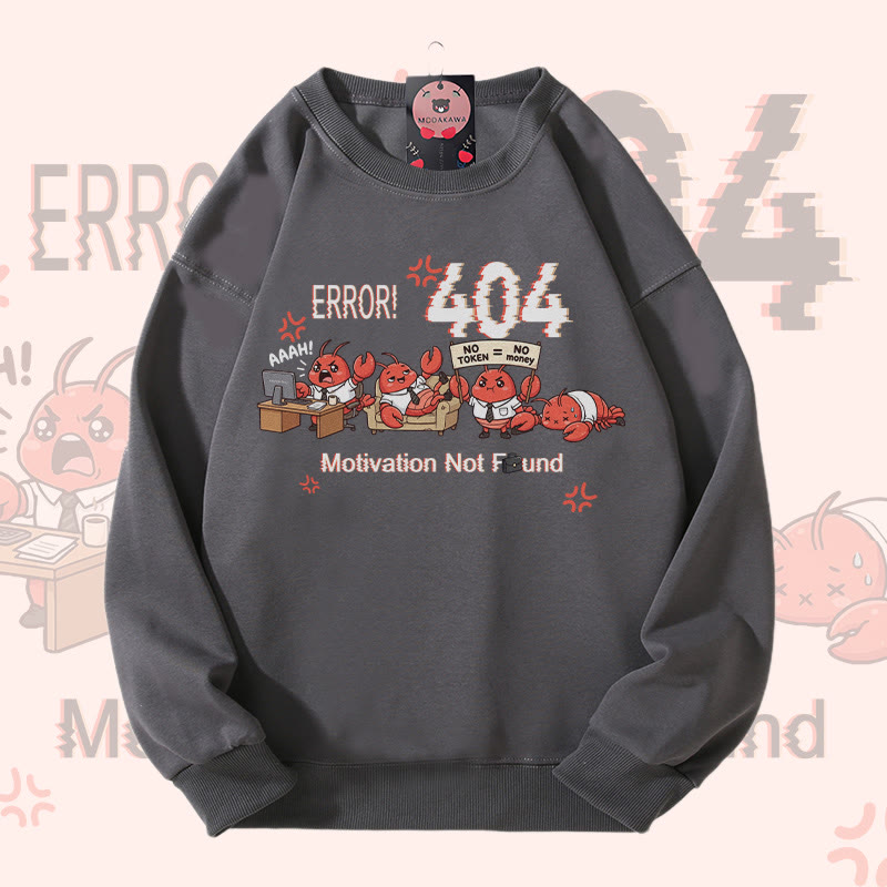 ERROR 404 MOTIVATION NICHT GEFUNDEN Lustiges Modakawa-Sweatshirt mit Flusskrebs-Grafik - Grey - 5XL - image 6