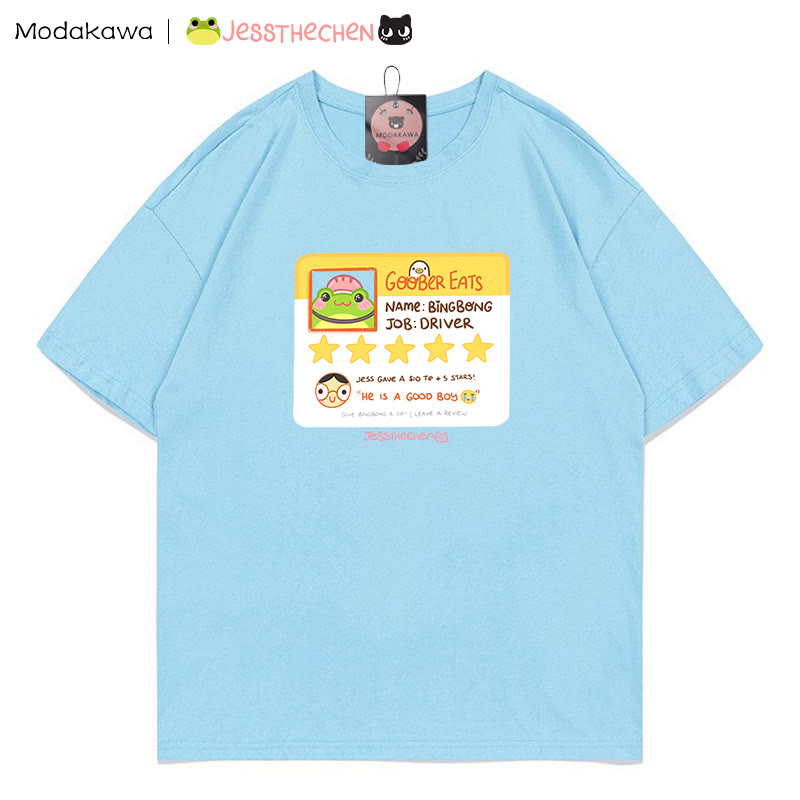 MODAKAWA X jessthechen GOOBER EATS Review Card Graphic T-shirt - Blue - 5XL - image 4