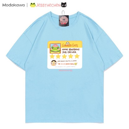 MODAKAWA X jessthechen GOOBER EATS Review Card Graphic T-shirt - Blue - 5XL - image 4