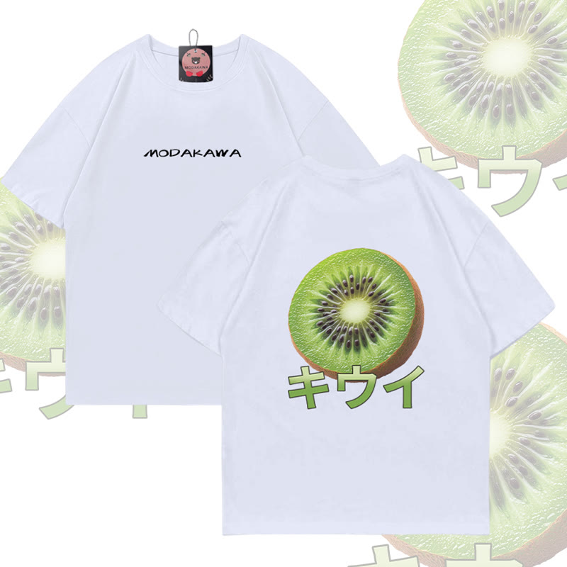 Kiwi Graphic Modakawa Baumwoll-T-Shirt - White - 5XL - image 2