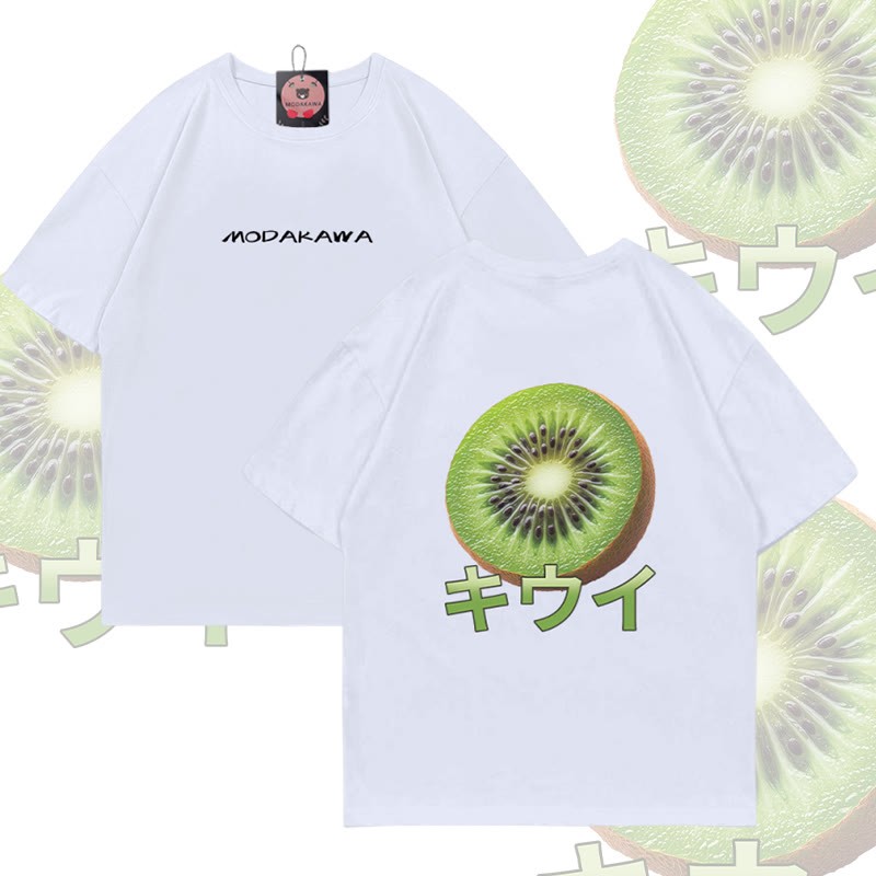 Kiwi Graphic Modakawa Baumwoll-T-Shirt - White - 5XL - image 2